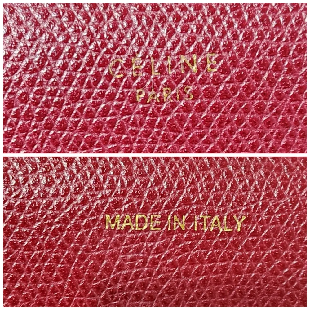 Celine Leather Strap Clutch Wine
